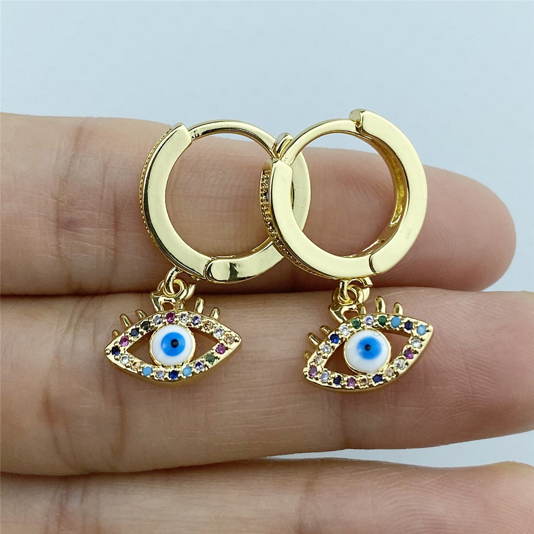 Eye Charm Huggie Hoop Earrings by Caitlyn Minimalist Evil Eye Jewelry  Dainty Eye Earrings Protection Jewelry ER003 - Etsy